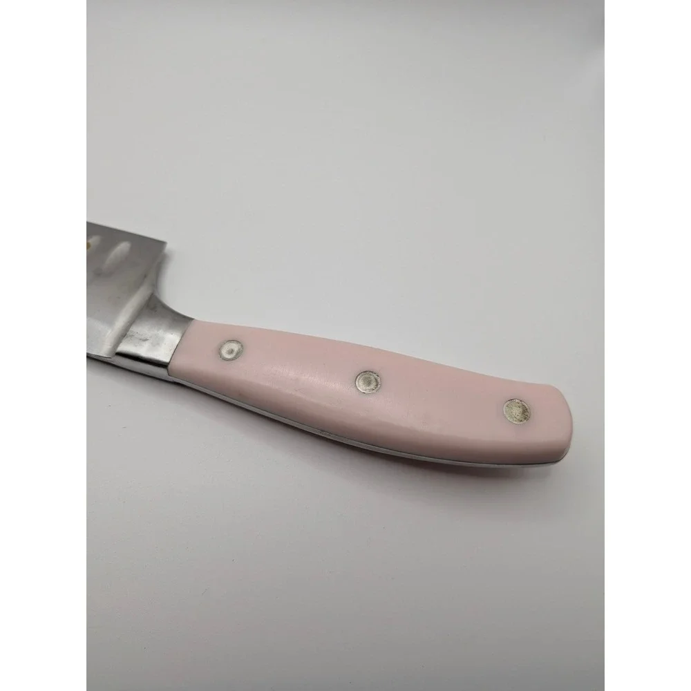 7 inch Santoku Knife Pink Handle Triple Riveted Stainless Steel Hollow Edge 7